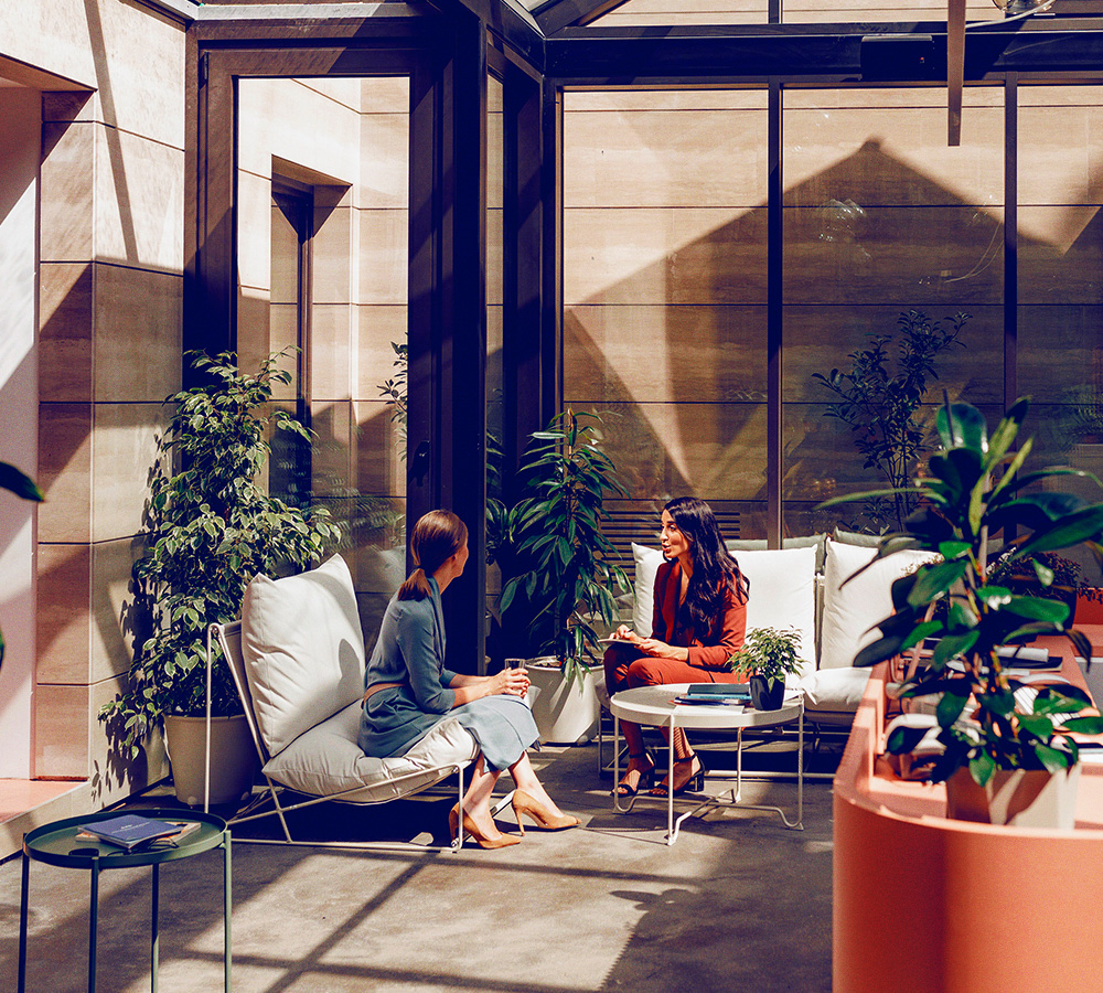 Two women sitting 